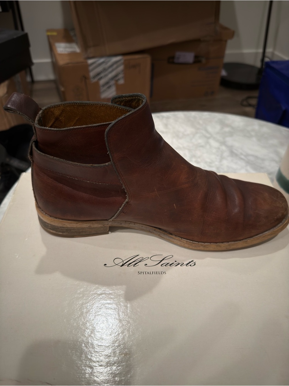 All Saints Men's Brown Leather Chukka Boot in Vegetal leather